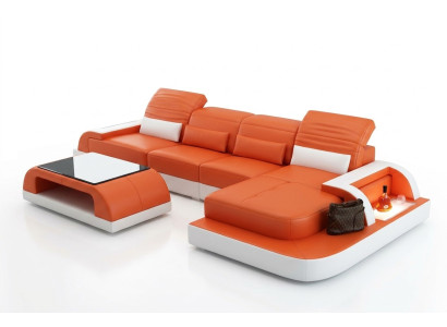 Sofá de cuero + mesa de café Sofá Sofá en forma de L Sofá esquinero Conjunto Nuevo