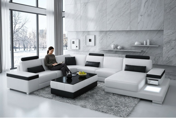 Sofá de cuero, sofá de diseñador en forma de U, sofá para la casa, sofá, decoración, sofá esquinero.