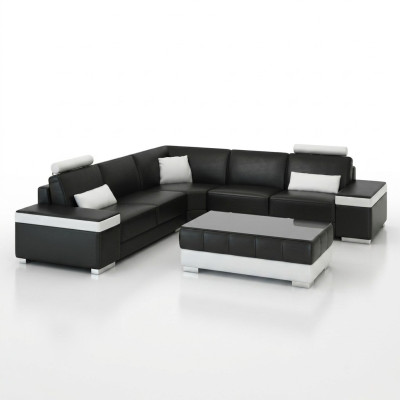 Sofá de cuero en forma de L. Conjunto de sofá acolchado de asiento de esquina sofá sofá.