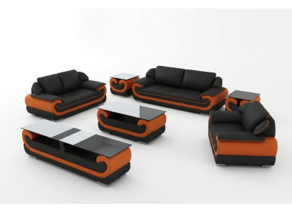 Sofá de cuero Conjunto de sofás modernos de diseño de 3+1+1 plazas.