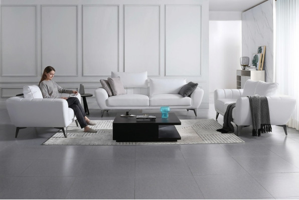 Juego completo de cuero - Sofás de diseñador elegantes, muebles para el salón.