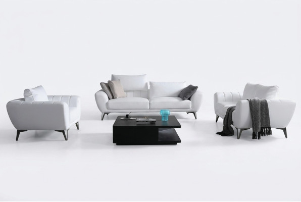 Juego completo de cuero - Sofás de diseñador elegantes, muebles para el salón.