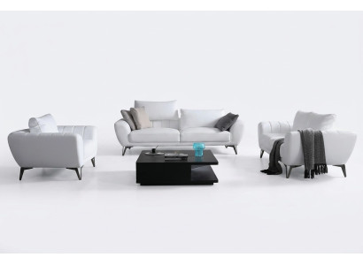 Juego completo de cuero - Sofás de diseñador elegantes, muebles para el salón.