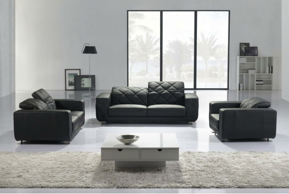 Sofá de cuero en forma de L para la sala de estar, conjunto de 3+2 plazas, diseño de sofá moderno de cuero.