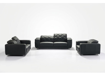 Sofá de cuero en forma de L para la sala de estar, conjunto de 3+2 plazas, diseño de sofá moderno de cuero.
