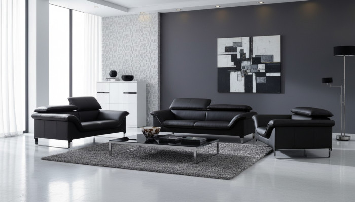 Sofá de cuero Sofá Sofá de 3 + 2 asientos conjunto de muebles de sala de estar diseño moderno decoración sofá