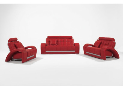 Sofá de cuero, sofá de salón, conjunto de sofás de 3+1+1 plazas