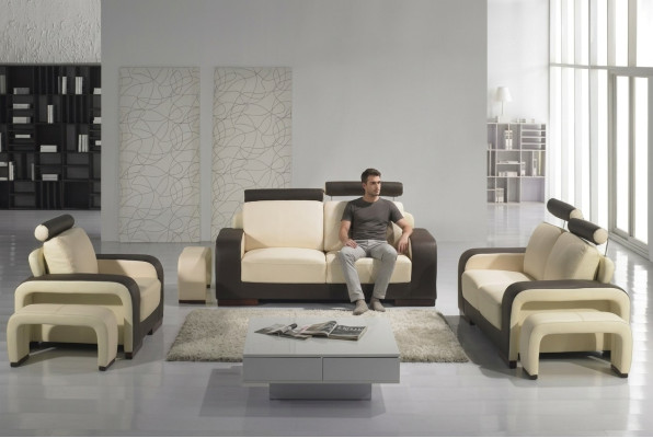 Sofá de cuero Conjunto de sofás 3+2+1 Asientos Set Decoración Set de tapicería Sofá Sofá