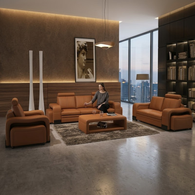Sofá de cuero Conjunto de sofás 3+2+1 Asiento Juego de decoración Conjunto de sofás Sofá tapizado Sofá