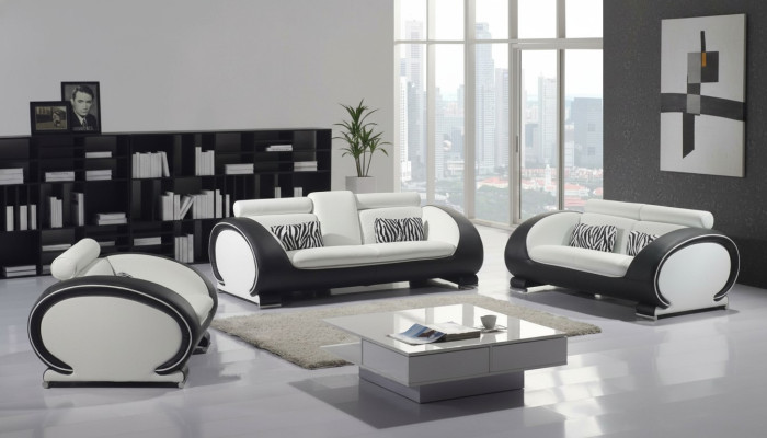 Diseño de sofá de tres plazas con sillón tapizado, sofá de cuero.