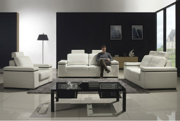 Sofá de 3 plazas Sofás de diseño Tapizados Sofás modernos de cuero Relájese de tres plazas