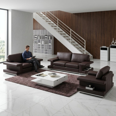 Sofá de cuero con un diseño de conjunto de sala de estar de 3+2+1 plazas, sofá moderno.