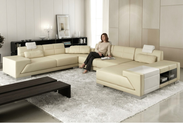 XXL GRAN Sala de estar en forma de U Sofá en esquina Sofá Mueble de tapicería.