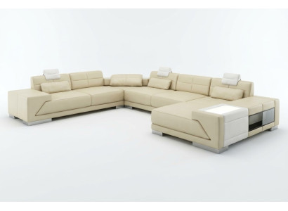 XXL GRAN Sala de estar en forma de U Sofá en esquina Sofá Mueble de tapicería.