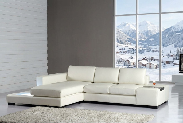 Sofá en forma de L Couch Conjunto de cojines Diseño Sofá de esquina de cuero