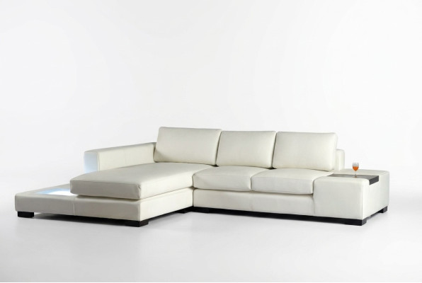 Sofá en forma de L Couch Conjunto de cojines Diseño Sofá de esquina de cuero