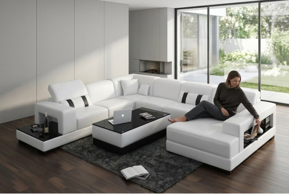 Sofá esquinero Sofá Sofá Tapizado Decoración Sofá rinconera de cuero Conjunto