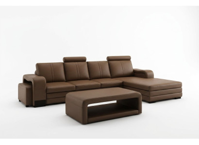 Sofá de esquina Conjunto de sofás de 3 piezas Mesa de sofá Taburete Juego de sofás de cuero