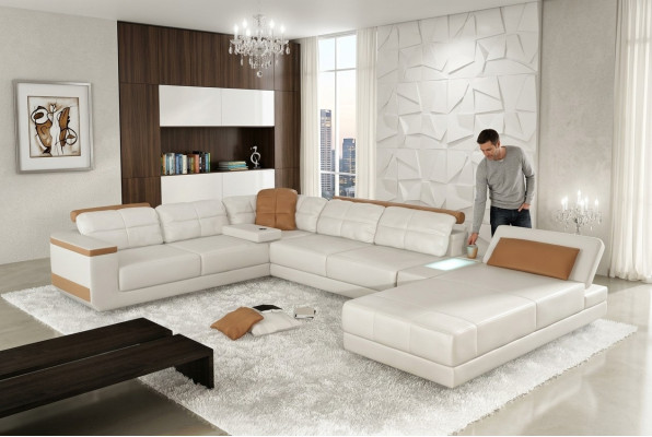 Sofá de cuero a medida sofá esquinero sofá tapizado conjunto de asientos conjunto de muebles de salón