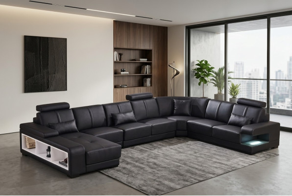 Sofá rinconera XXL grande en forma de U, sofá esquinero, sofá, decoración, conjunto de tapicería.
