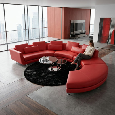 Sofá esquinero de esquina rojo, sofá redondo, conjunto de áreas de estar, sofá redondo, juego de muebles tapizados, sofás.