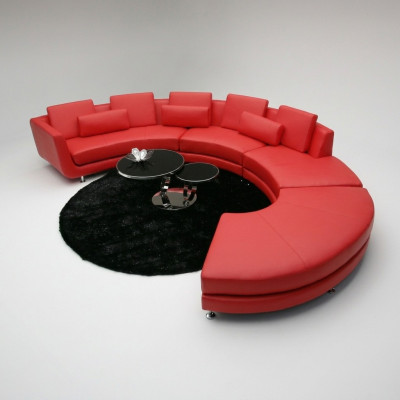 Sofá esquinero de esquina rojo, sofá redondo, conjunto de áreas de estar, sofá redondo, juego de muebles tapizados, sofás.