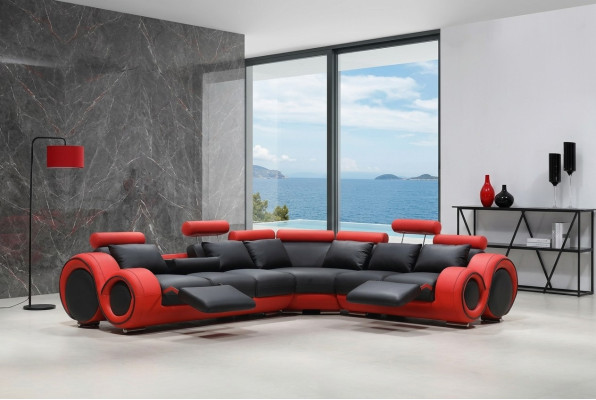 Sofá de diseñador Conjunto de salón Sofá de esquina de cuero y tela Acolchado