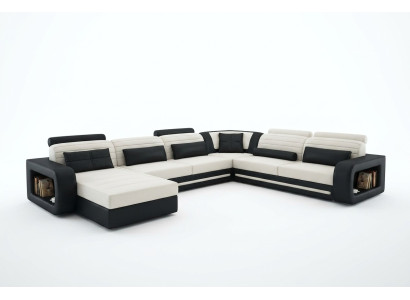Sofá en forma de U Sofá tapizado sofá de esquina Conjunto de sala de estar Diseño de cuero