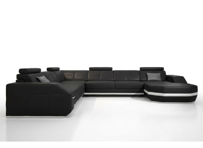 Sofá de esquina de cuero grande XXL en forma de U, conjunto de decoración de sofá sofá.