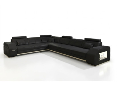 Sofá de esquina de cuero y tela conjunto de tapicería de diseñador sofá de salón