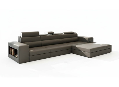 Sofá esquinero de cuero, sofá de salón en forma de L, sofá decorativo, sofá, acolchados, asiento, esquina.