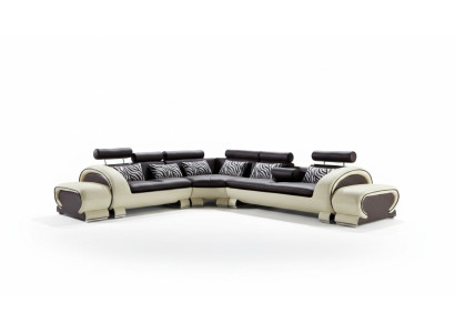 Sofá esquinero en forma de L con 2 taburetes, sofá, diseño gris, tapizado de cuero moderno.