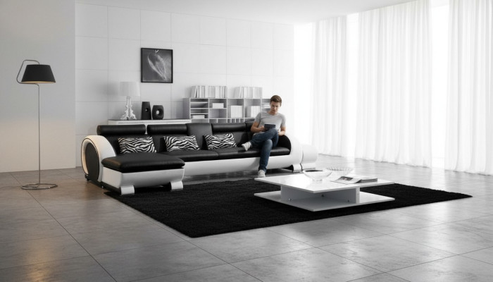 Sofá de esquina sofá de cuero conjunto de salón en forma de L decoración sofá sofá acolchado asiento esquina.