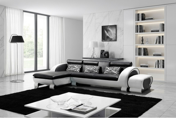 Sofá de esquina sofá de cuero conjunto de salón en forma de L decoración sofá sofá acolchado asiento esquina.