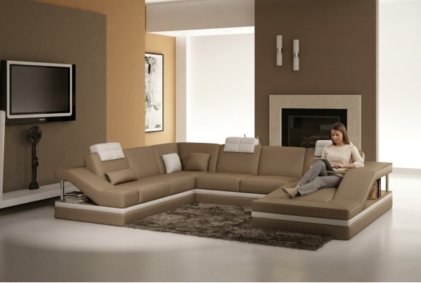 Sofá esquinero, sofá de cuero, sofá tapizado, conjunto de sala de estar, sofá, esquina en forma de U.