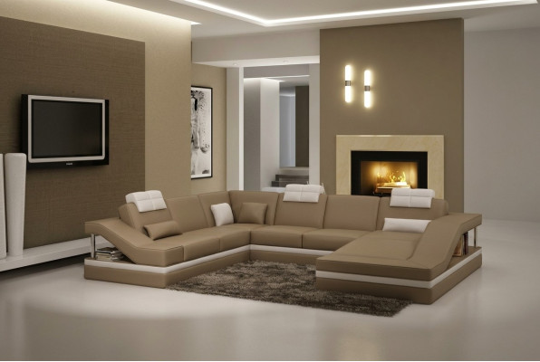 Sofá esquinero, sofá de cuero, sofá tapizado, conjunto de sala de estar, sofá, esquina en forma de U.