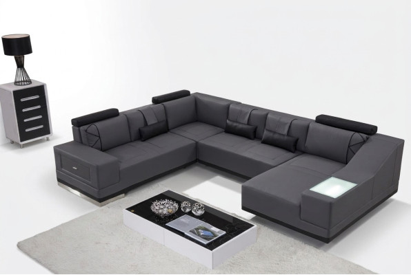Sofá de esquina de cuero grande xxl en forma de U conjunto de sofás decorativos para el hogar.