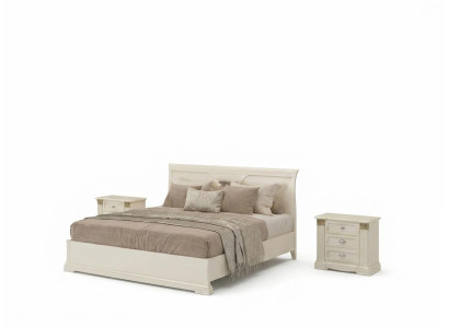 Cama + 2 mesitas de noche 3 piezas Conjunto de dormitorio Diseño Moderno Lujo Muebles Clásicos Madera maciza