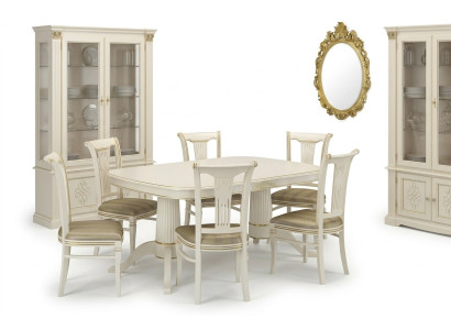Establezca 4 sillas de comedor de diseño de grupo de muebles con respaldo de madera.
