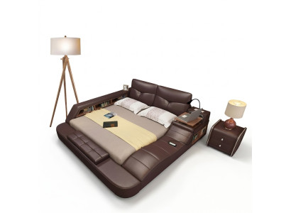 Lujo Diseño de camas de cuero acolchado Doble Cama moderna Decoración matrimonial Exclusivo