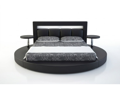 Cama redonda, camas de diseño redondas, marco doble de cuero de hotel de lujo para dormir.