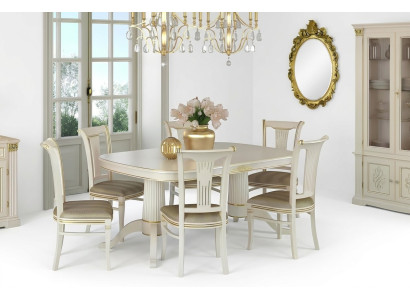 Grupo de comedor sillas mesas conjunto 4 sillas + mesa muebles madera maciza asiento acolchado nuevo