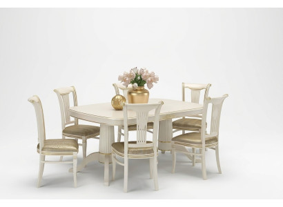 Mesa de comedor conjunto de mesa + 6 sillas silla conjunto de comedor madera maciza textil 7 piezas.