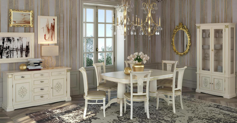 Conjunto completo Mesa de comedor + 6 sillas Conjunto de comedor Grupo de comedor Mesa de madera maciza Mesas de comedor de 9 piezas