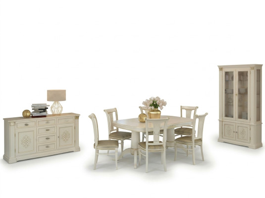 Conjunto completo Mesa de comedor + 6 sillas Conjunto de comedor Grupo de comedor Mesa de madera maciza Mesas de comedor de 9 piezas