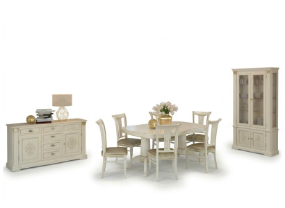 Conjunto completo Mesa de comedor + 6 sillas Conjunto de comedor Grupo de comedor Mesa de madera maciza Mesas de comedor de 9 piezas