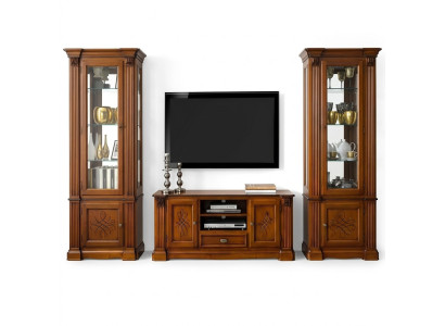Sala de estar estilo antiguo cómoda de madera armario de televisión barroco italiano.