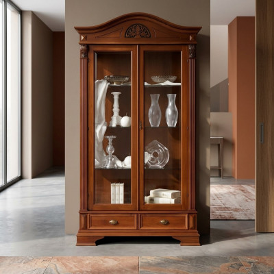 Vitrina de cristal armario Salón escaparate 2 puertas vitrinas barrocas