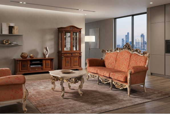 Diseñador 321 Juego de sofás de 1 asiento Tapizado Muebles italianos Sofá de madera maciza
