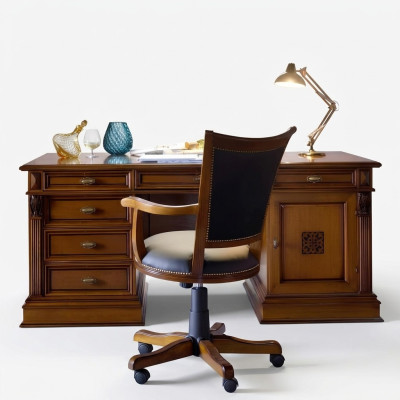 Conjunto de lujo de oficina Washington Muebles de oficina italianos 3 piezas Barroco Rococó Madera maciza